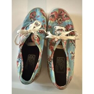 Vans Authentic Sneakers Women 8 Blue Star Wars Yoda Aloha Floral Low Top Canvas